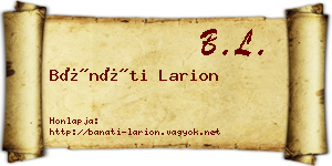 Bánáti Larion névjegykártya